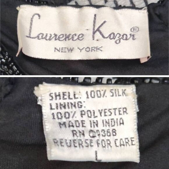 VTG 90s Laurence Kazar Black Beaded 100% Silk Formal Maxi Dress Large Sleeveless - Picture 12 of 12